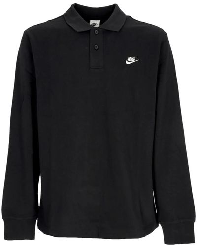Nike Club langarm polo schwarz/weiß