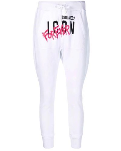 DSquared² Bequeme und stilvolle weiße Sweatpants mit ikonischem Logo