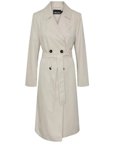 Pieces Trench Coats - Grey