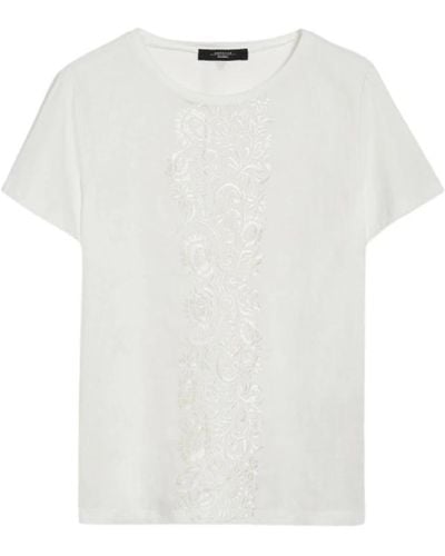 Weekend by Maxmara Camiseta de lino y algodón bordada - Blanco