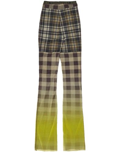 OTTOLINGER Pantaloni a quadri gialli svasati - Verde
