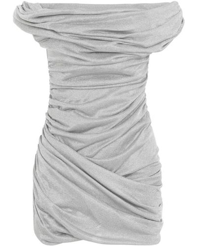Magda Butrym Silbernes metallic-kleid mit drapiertem effekt - Grau