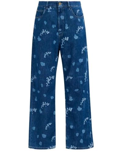 Marni Indigo denim laser print jeans - Blu