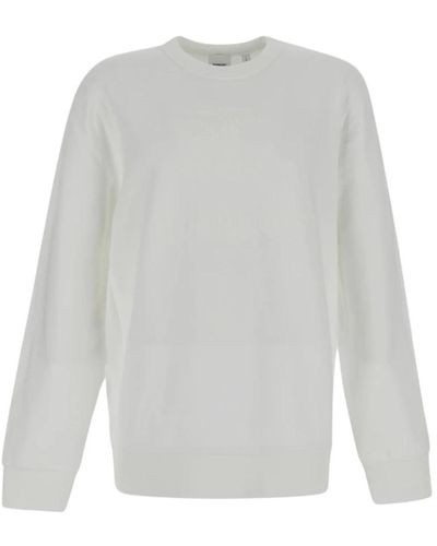 Burberry Weißer baumwoll-sweatshirt mit langen ärmeln - Grau