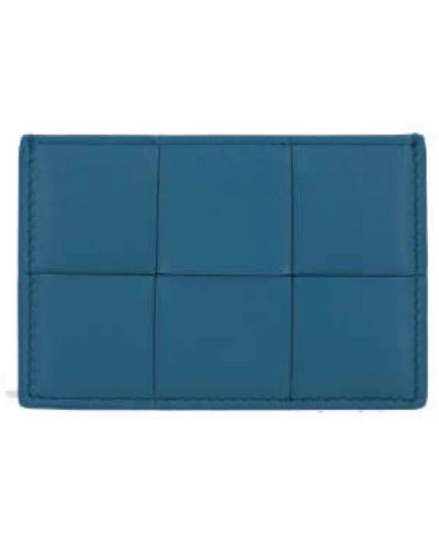Bottega Veneta Maxi intrecciato blaue leder kreditkartenbrieftasche