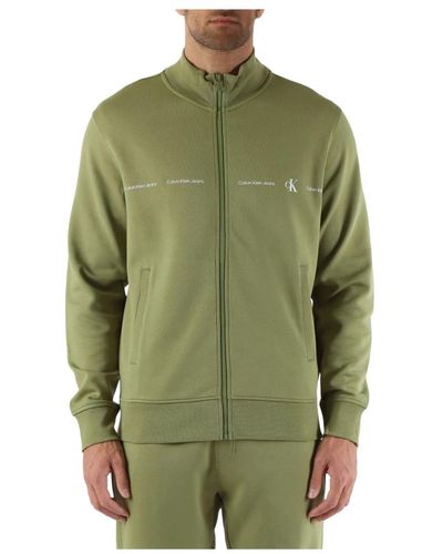 Calvin Klein Baumwolle reißverschluss logo sweatshirt - Grün