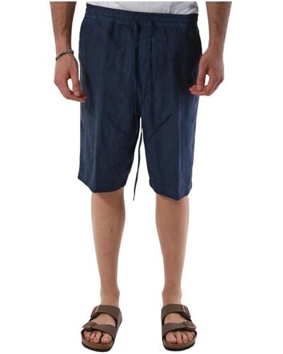 120% Lino Casual linen shorts - Blau