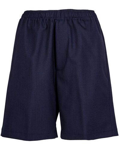 Mauro Grifoni Bermuda in lana tecnica con coulisse. regular fit.made in italy - Blu