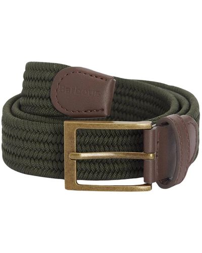 Barbour Cinturón elástico tradicional con acabado de cuero sintético - Verde