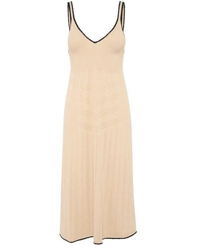 Soaked In Luxury Midi Dresses - Natural