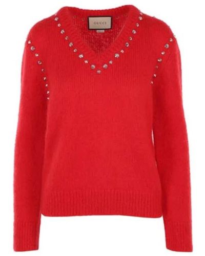 Gucci V-Neck Knitwear - Red