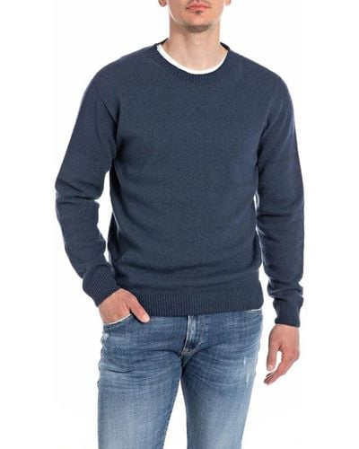 Replay Round-Neck Knitwear - Blue