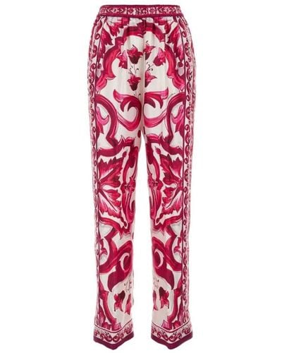 Dolce & Gabbana Pantaloni in twill stampato - Rosso
