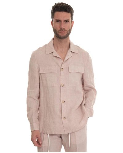 Paoloni Leinen-overshirt mit brusttaschen,leinen-overshirt mit brusttaschen und seitenschlitzen - Braun