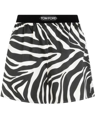 Tom Ford Zebra muster seidenpyjamashorts - Schwarz