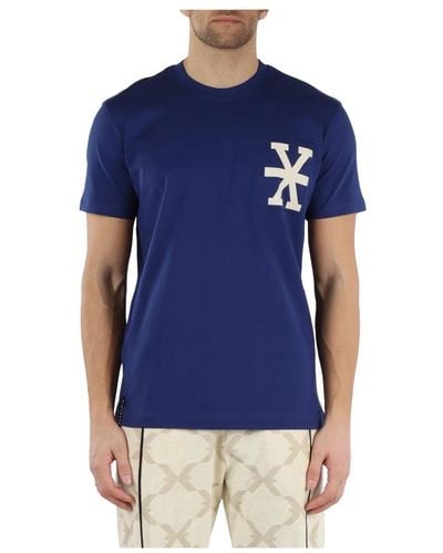 RICHMOND T-shirt in cotone pima con stampa logo - Blu