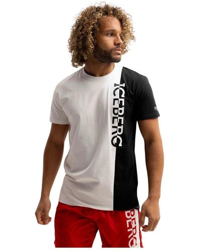 Iceberg T-shirt logo verticale bianco uomo - Rosso