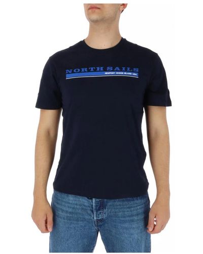 North Sails Blau bedrucktes t-shirt