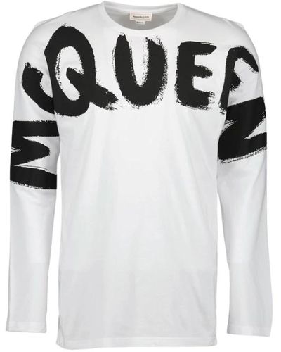 Alexander McQueen Graffiti langarm t-shirt - Weiß