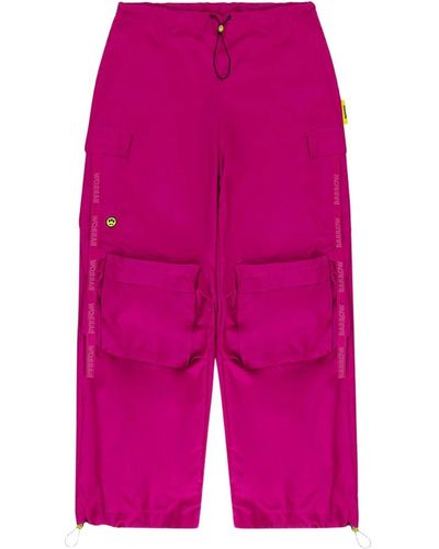 Barrow Pantaloni cargo in nylon con bande di marca - Rosa