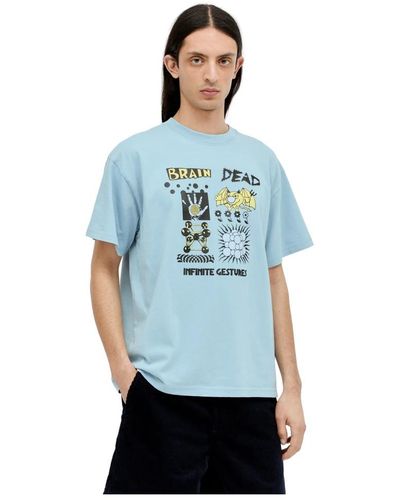 Brain Dead Baumwoll-jersey-logo-print-t-shirt - Blau