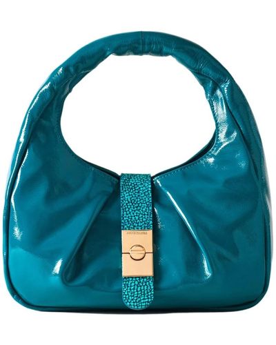 Borbonese Cortina hobo small - patent leather handheld bag - Blu