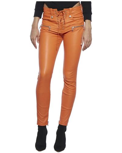 Unravel Project Pantalone skinny lace up - Arancione