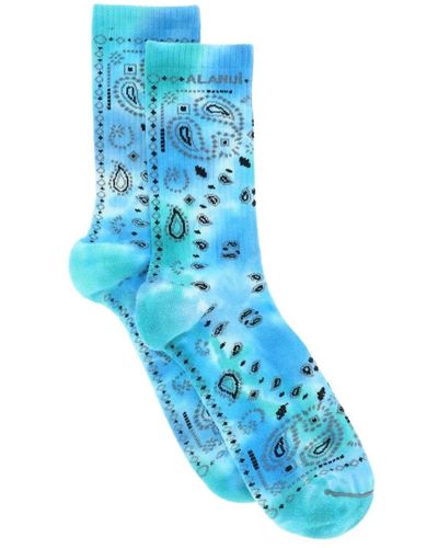 Alanui Socken mit bandana-print und geripptem rand - Blau