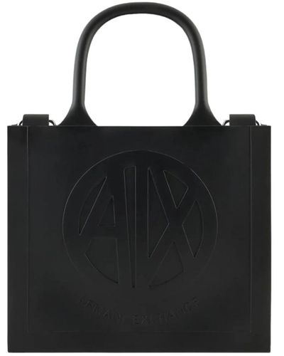 Armani Exchange Elegante tote tasche in schwarz