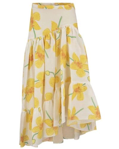 Marni Ramie skirt with orchid print - Gelb