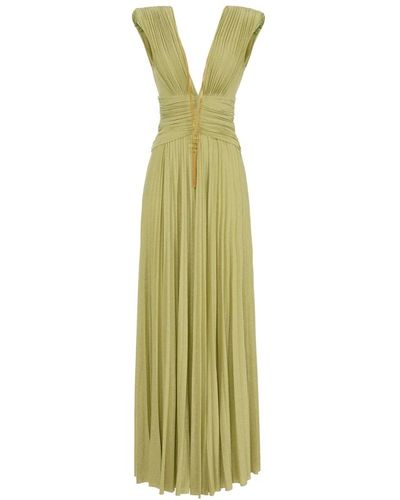Elisabetta Franchi Elegante kleider kollektion,grünes pistazienkleid mit anhänger-detail - Gelb