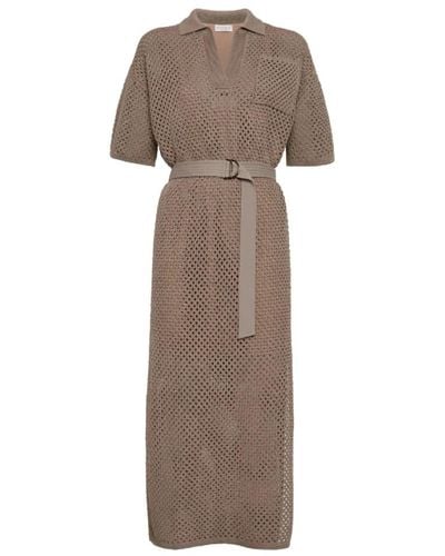 Brunello Cucinelli Knitted Dresses - Natural