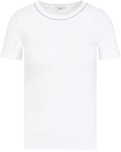 Peserico Weiße gerippte baumwoll-t-shirt