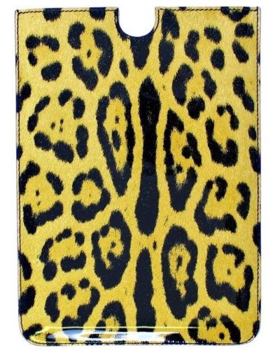 Dolce & Gabbana Leopard Leren Ipad Tablet Ebook Cover-tas - Geel