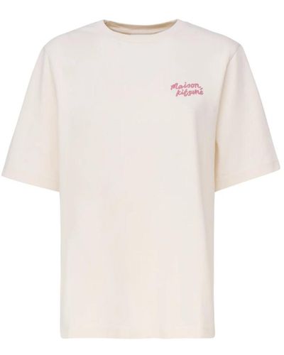 Maison Kitsuné Baumwolle elastan t-shirts und polos - Weiß
