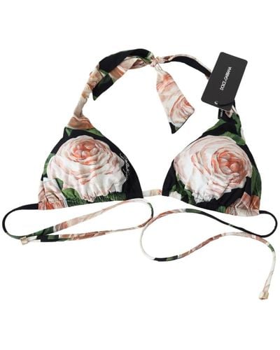 Dolce & Gabbana Mehrfarbige Beachwear-Bikinioberteile mit Blumendruck - Schwarz