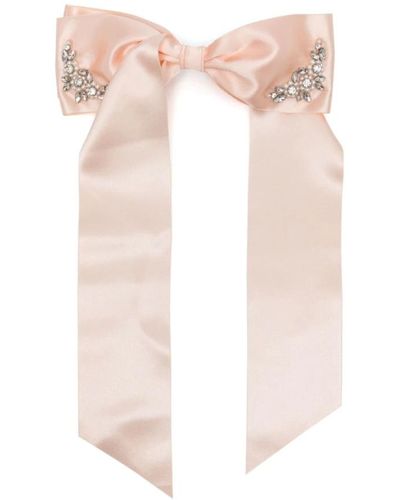 Simone Rocha Rosa perle kristall schleifen haarspange,bowties,hair accessories - Pink