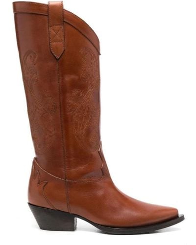 Etro 40mm Leather Stitched Western-boots - Brown