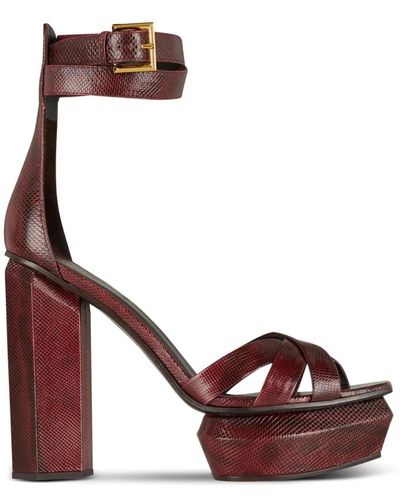 Balmain Ava karung leather platform sandals - Rosso