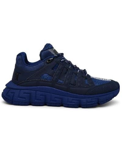 Versace Blue Leather Blend Trigreca Sneakers