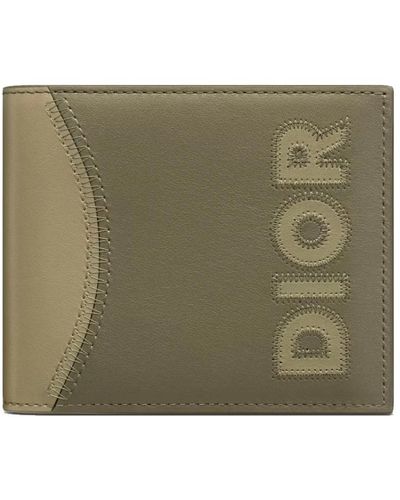 Dior Grünes leder bi-fold portemonnaie mit logo-detail