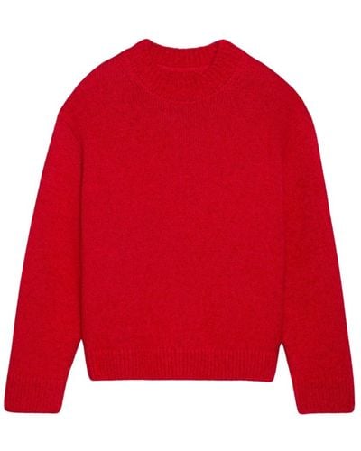 Jacquemus Maglione rosso in misto lana con logo bianco