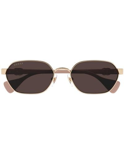 Gucci Sechseckige sonnenbrille mini running lila - Braun