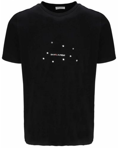 Saint Laurent Sterne logo baumwoll t-shirt - schwarz