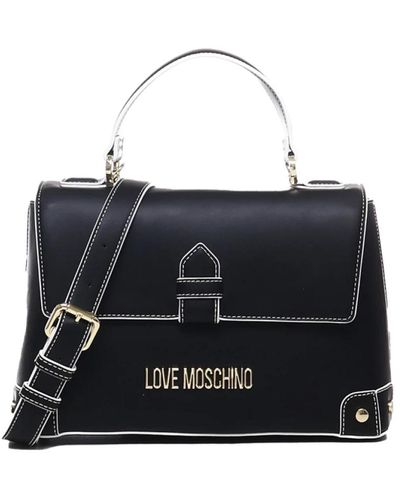 Love Moschino Schwarze schultertasche mit klappenverschluss