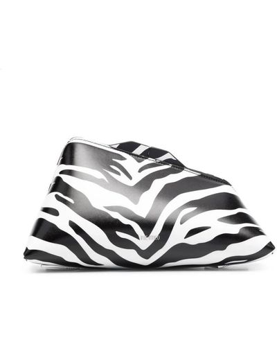 The Attico Logo-print clutch tasche in weiß/schwarz zebra print