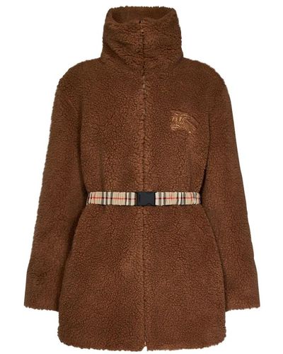 Burberry Faux Fur & Shearling Jackets - Brown