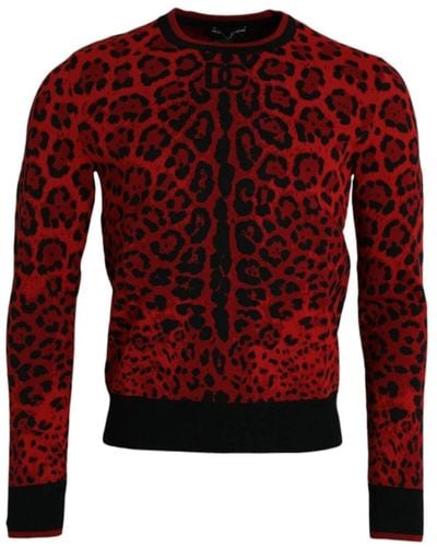 Dolce & Gabbana Leopard crew neck pullover sweater - Rot