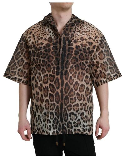 Dolce & Gabbana Leopardenmuster hemd mit knopfleiste - Braun