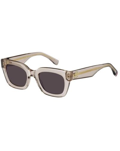 Tommy Hilfiger Schicke sonnenbrille mit nude-rahmen und mauve-gläsern,elegante sonnenbrille mit nude-rahmen und mauve-gläsern - Mettallic